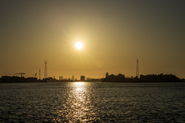 Fototapeta na wymiar sunset over the city of Rotterdam