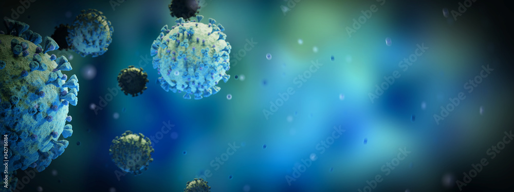 Aufkleber microscopic close-up of the covid-19 disease. coronavirus illness spreading in body cell. 2019-ncov 