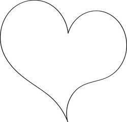 Heart contour in black, illustration for creating a screensaver template. Valentine's Day greeting card for lovers.