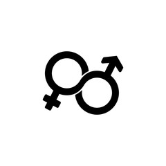 Male and female, gender, sex symbol or symbols of men and women icon flat on isolated white background. EPS 10 vector.