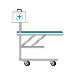 stretcher medical with first aid kit vector illustration design