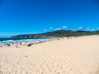 Fototapeta na wymiar The Praia Grande do Guincho beach near Lisbon, Portugal