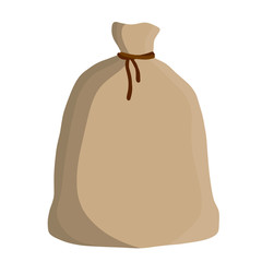 Canvas burlap bag. Cartoon flat illustration. Rustic element for mill. Packaging for storage of grain and flour.