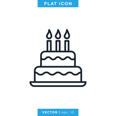 Birthday Cake Icon Vector Design Template