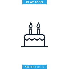 Birthday Cake Icon Vector Design Template