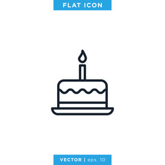 Birthday Cake Icon Vector Design Template
