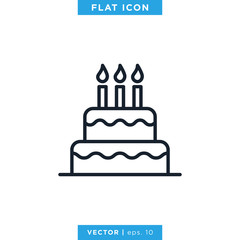 Birthday Cake Icon Vector Design Template