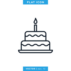 Birthday Cake Icon Vector Design Template