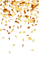 Realistic Gold coins explosion. Isolated on background.