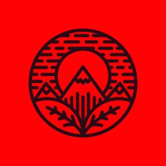 Nature Line Art Logo Design Template