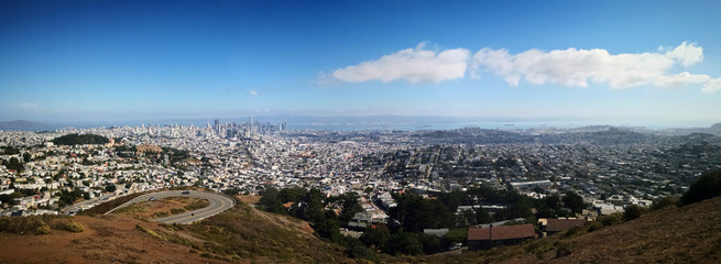Panoramic view from Twin Peaks over San Francisco, California, USA