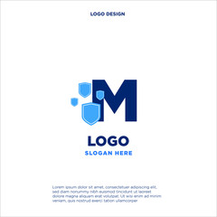 Shield Security Logo Design Initial letters M