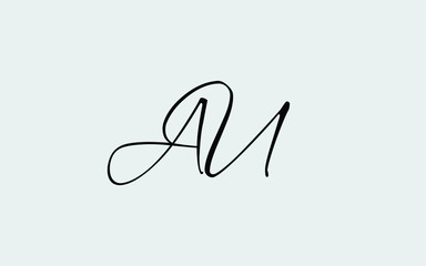 AU or UA and A, U Uppercase Cursive Letter Initial Logo Design, Vector Template