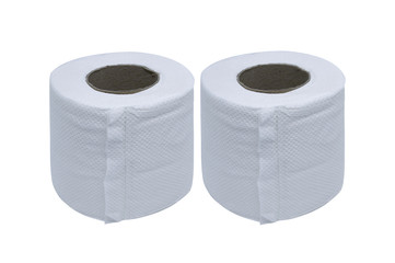 toilet paper roll close-up isolated on white background