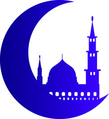 the mosque and moon light full purple