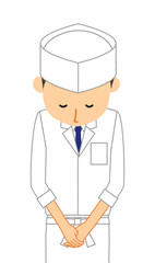 店主　料亭　お詫び　おじぎ