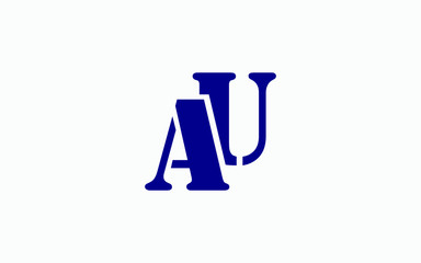 AU or UA and A, U Uppercase Letter Initial Logo Design, Vector Template