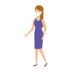 business woman using face mask isolated icon vector illustration design