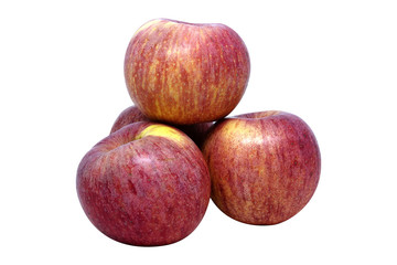 Red apples isolated on white background.