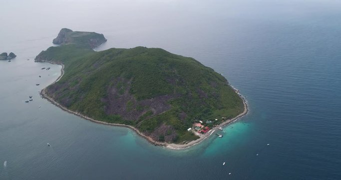 Aerial view of Hon Mun Island or Coral bay at Nha Trang Bay, Khanh Hoa. Is the most beautiful island in Nha Trang, the region with the most corals and marine species in Southeast Asia