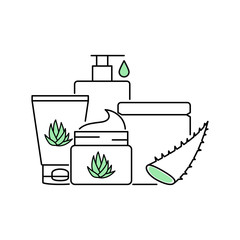 Aloe vera skin care beauty products vector illustration