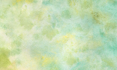 Abstract light color watercolor background. Hand drawn green, yellow gradient painting