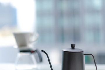 Selective focus coffee pot drip, Black coffee, Espresso coffee, Drip coffee pot