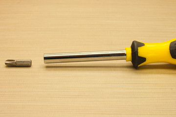 Metal bit for screwdriver. Nozzle and adapter for screwdrivers. Head hex driver.