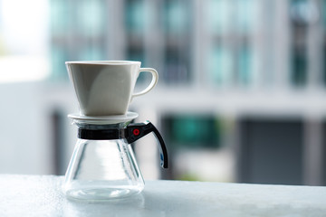 Close up of Drip coffee maker, Black coffee, Espresso coffee, Drip coffee pot