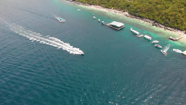 Aerial view of Hon Mun Island or Coral bay at Nha Trang Bay, Khanh Hoa. Is the most beautiful island in Nha Trang, the region with the most corals and marine species in Southeast Asia