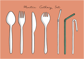 Vector Illustration of Plastic Cutlery