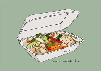 Vector Illustration of Food Foam Box