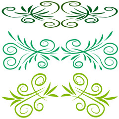 Green abstract floral elements set.