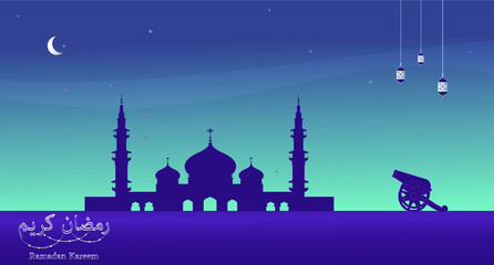 Fototapeta premium Background Ramadan with cannon Ramadan