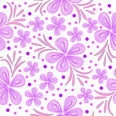 Pink floral abstract elements seamless pattern.