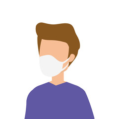 avatar young man using face mask isolated icon vector illustration design