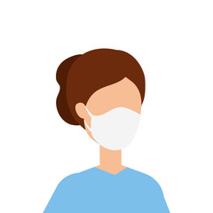 avatar young woman using face mask vector illustration design