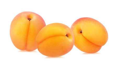 Fresh apricots isolated on white background with clipping path