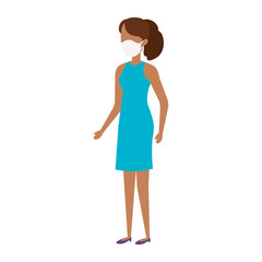 business woman afro using face mask isolated icon vector illustration design