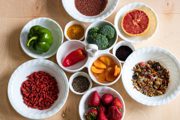 Healthy Fruits and vegetables flat layout