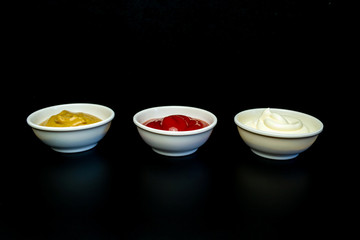 Ketchup, mayonnaise, mustard sauces