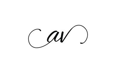 av or va and a, v Lowercase Cursive Letter Initial Logo Design, Vector Template - obrazy, fototapety, plakaty