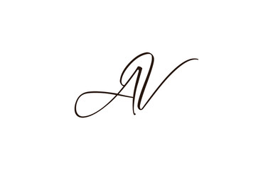 AV or VA and A, V Uppercase Cursive Letter Initial Logo Design, Vector Template
