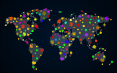 World map of Coronavirus. Coronavirus Pandemic. 2019-nCoV. Vector illustration