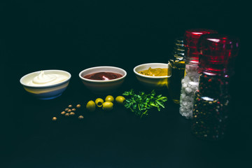 Ingredients and sauces for pizza