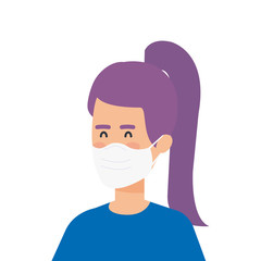 young woman using face mask isolated icon vector illustration design