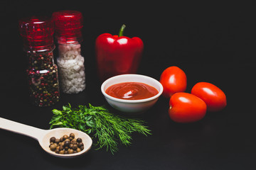 Ingredients and sauces for pizza