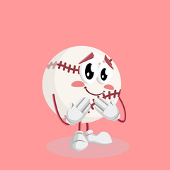 Baseball Logo mascot ashamed pose and background with flat design style for your mascot branding. © artsawomateng