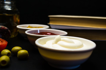 Ingredients and sauces for pizza