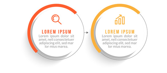 Minimal infographic template design with numbers 2 options or steps.